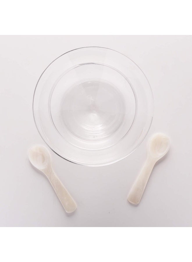 DUEBEL Glass Caviar Chiller Server Set Plus 2 pcs. x Mother of Pearl Caviar Spoon 3.15" – Universal Martini, Wine, Liquor Cocktail Chiller - Image 2